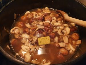 Velouté de châtaignes et champignons