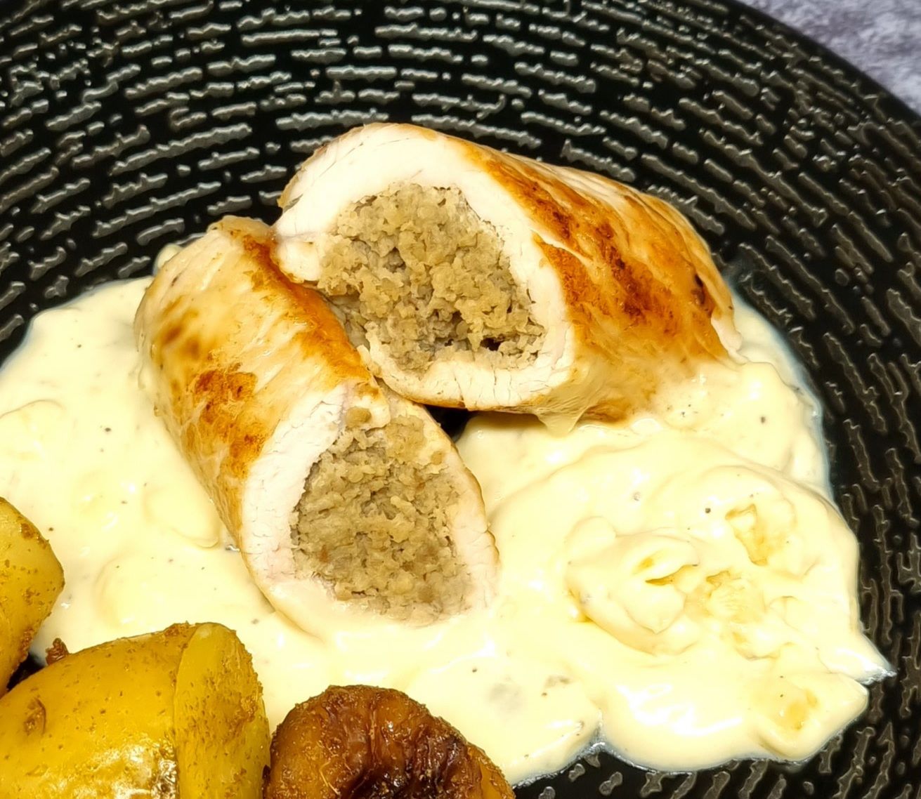 Ballottines de dinde aux châtaignes et champignons