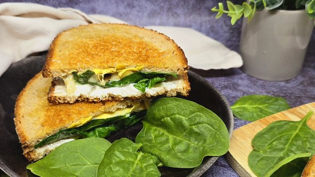 Grilled cheese artichaut épinards