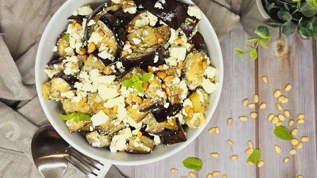 Salade d'aubergines confites à la fêta