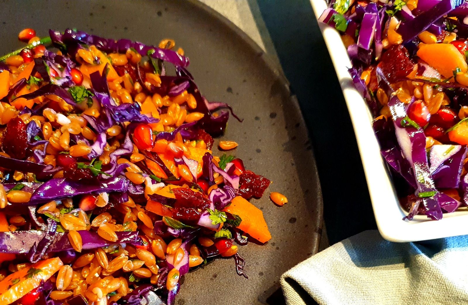 Salade tiède d'épeautre et légumes
