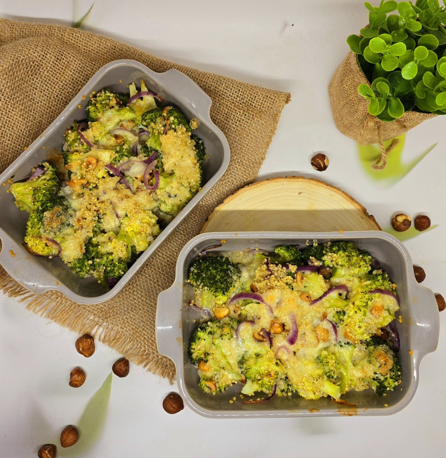 Gratin de brocoli au boursin et noisettes