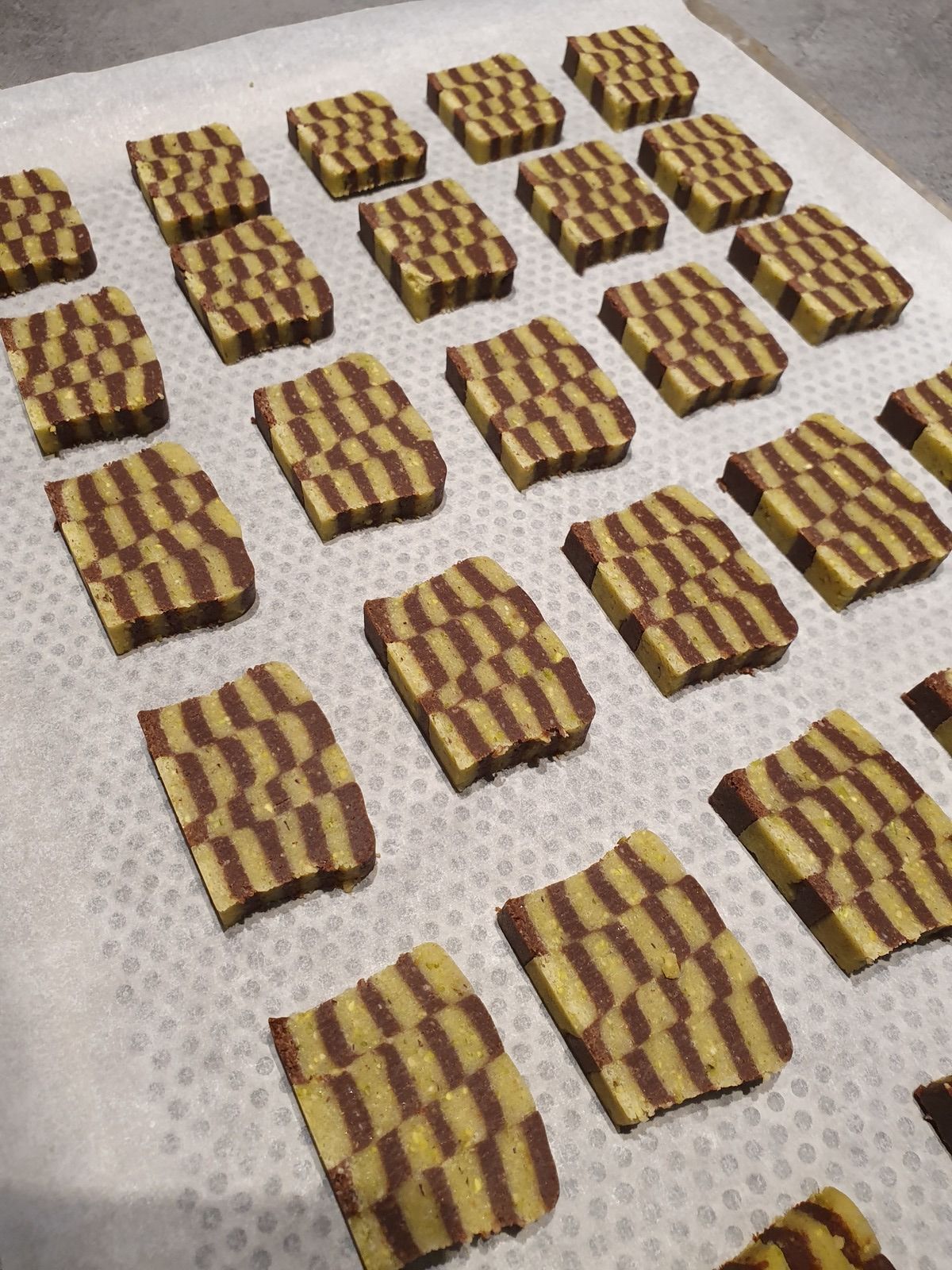 Damiers pistache-chocolat