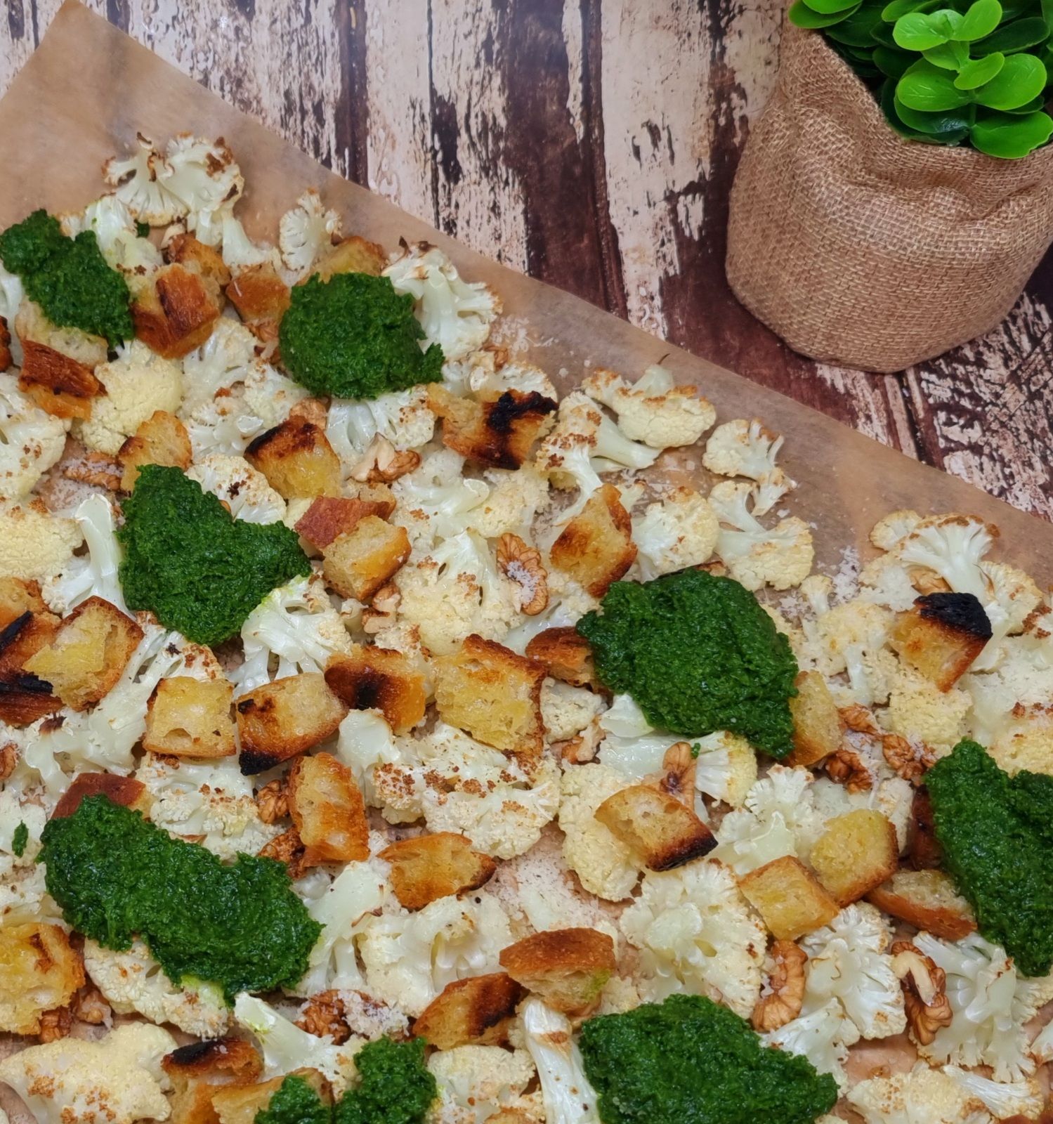 Chou fleur rôti au pesto de chou kale