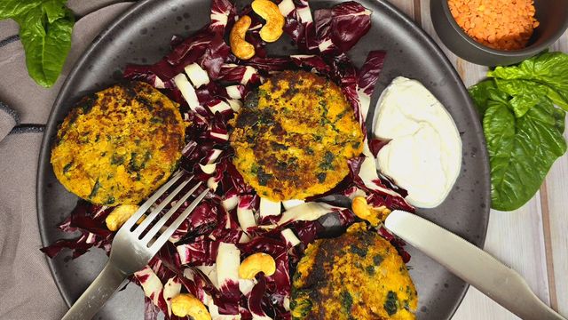 Galettes de patates douces et lentilles corail