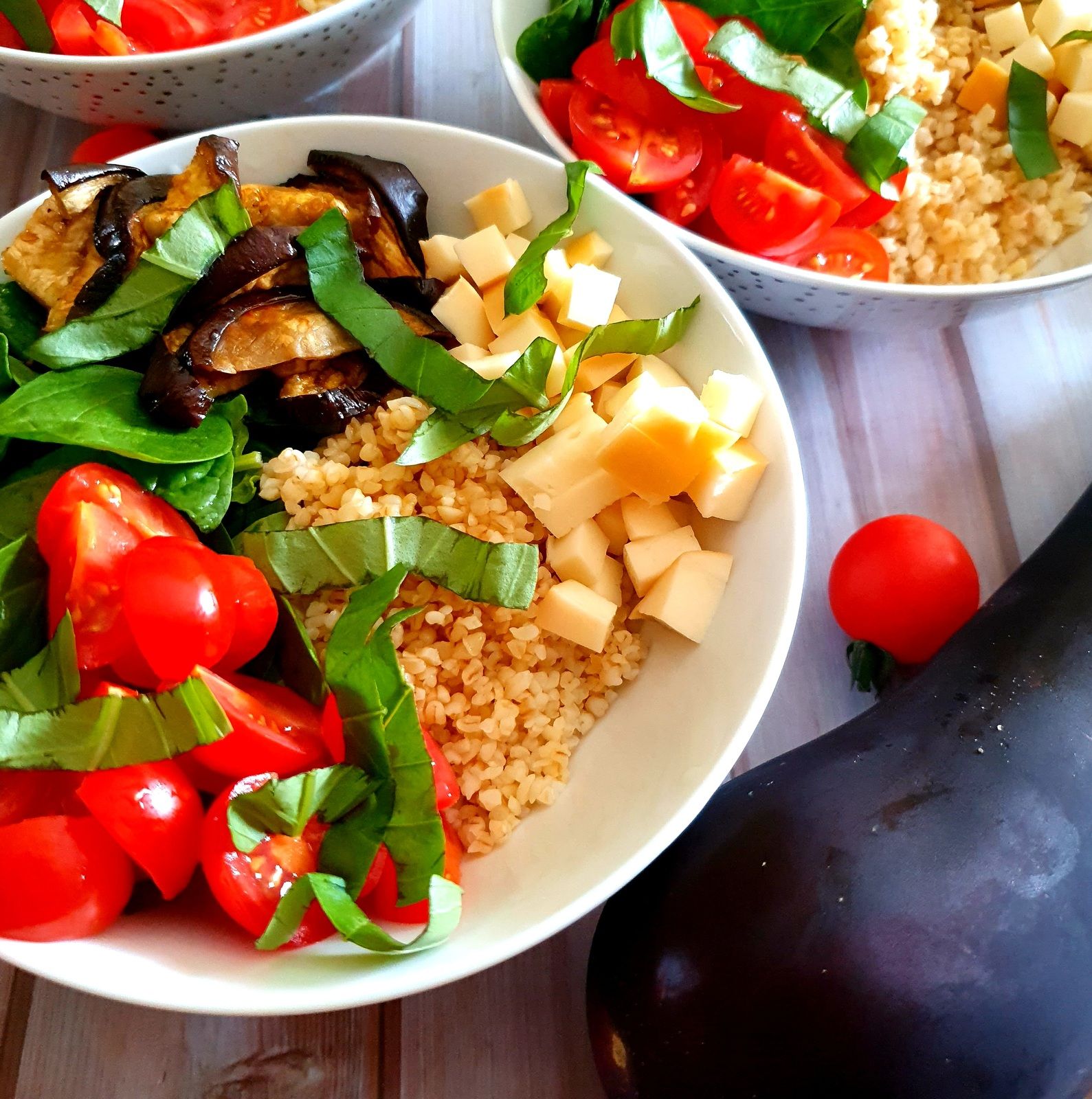 Bowl aux aubergines grillées