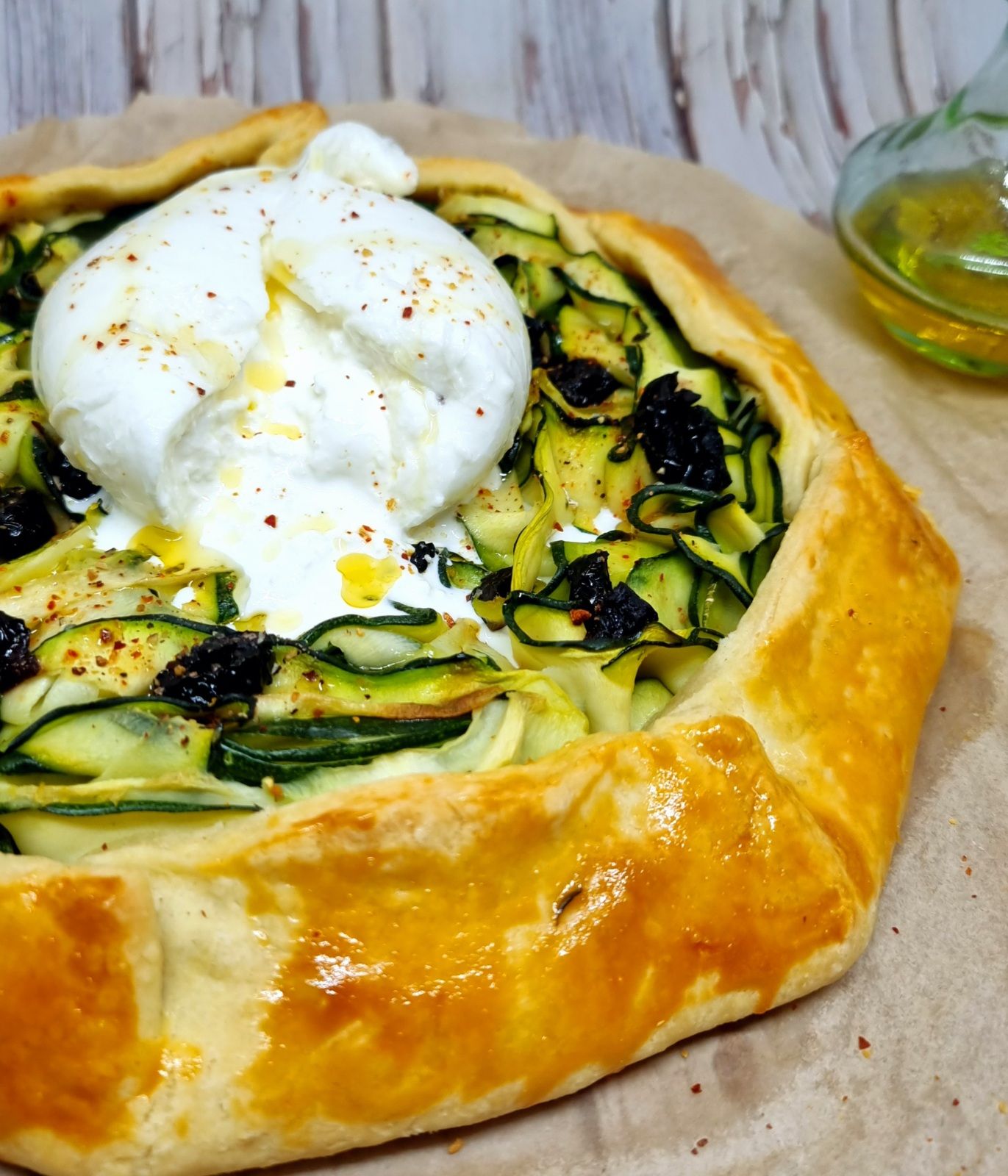 Tarte rustique courgettes et burrata