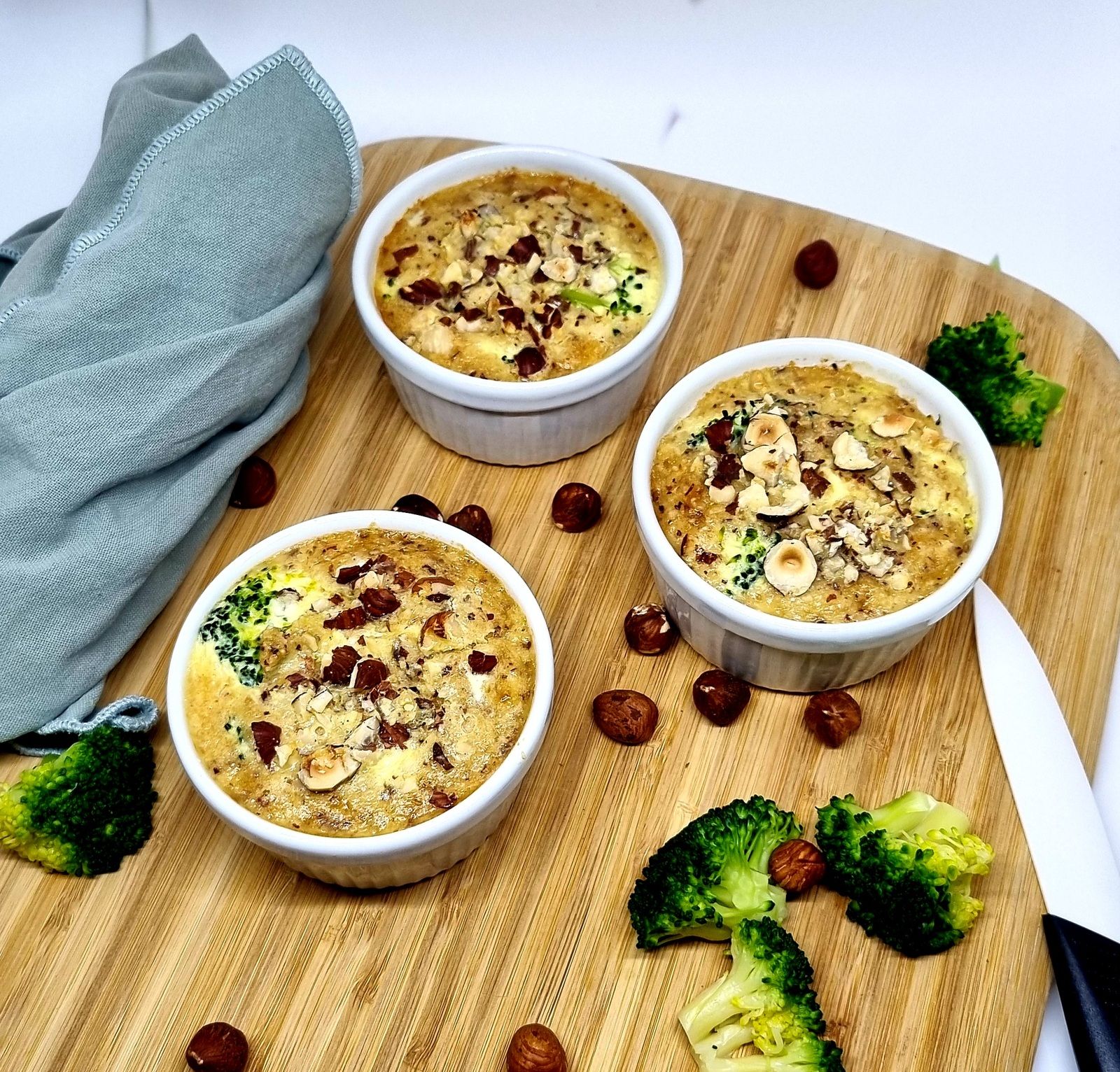 Flans de brocoli aux noisettes