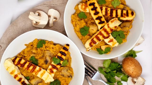 Fricassée de lentilles corail et champignons