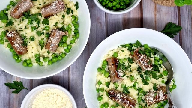 Risotto aux chipos et petits pois 