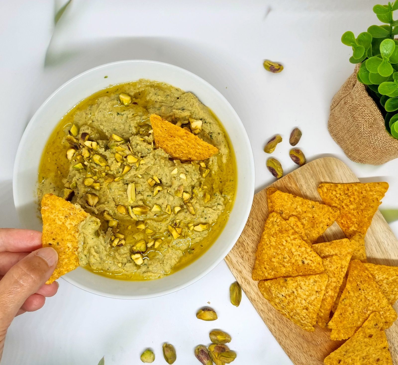 Houmous aux courgettes grillées et pistaches