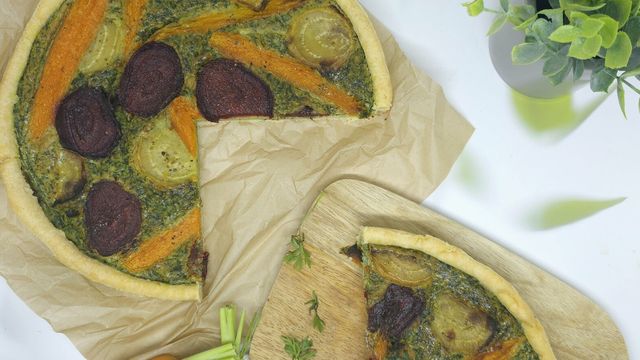 Quiche aux carottes et betteraves rôties
