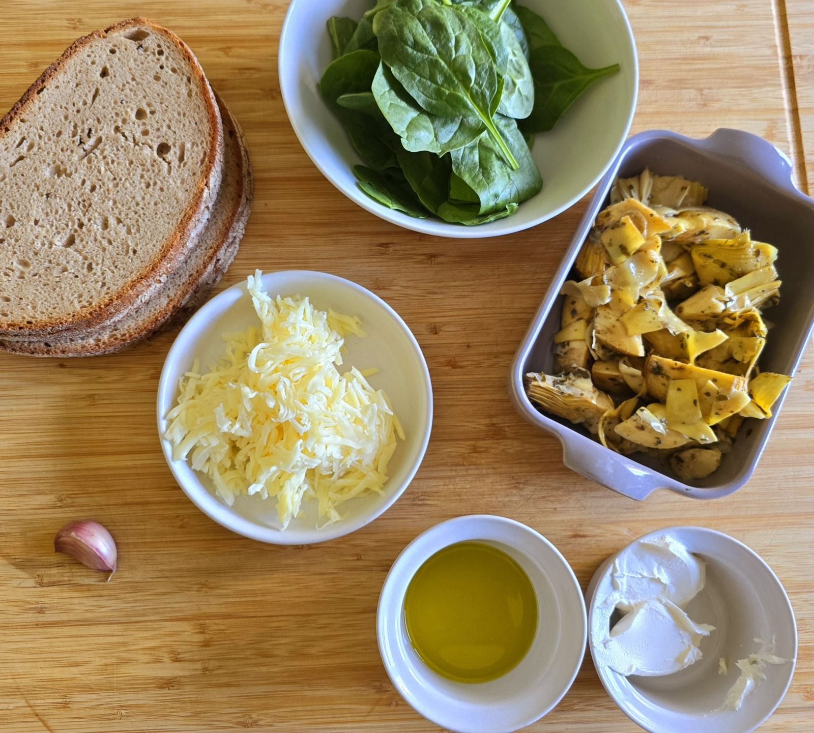 Grilled cheese artichaut épinards