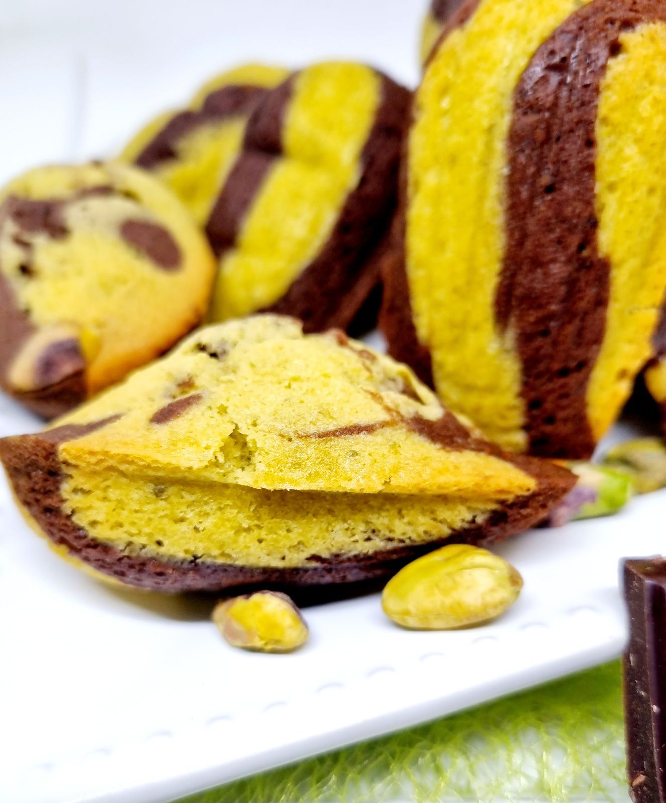 Madeleines marbrées chocolat pistache