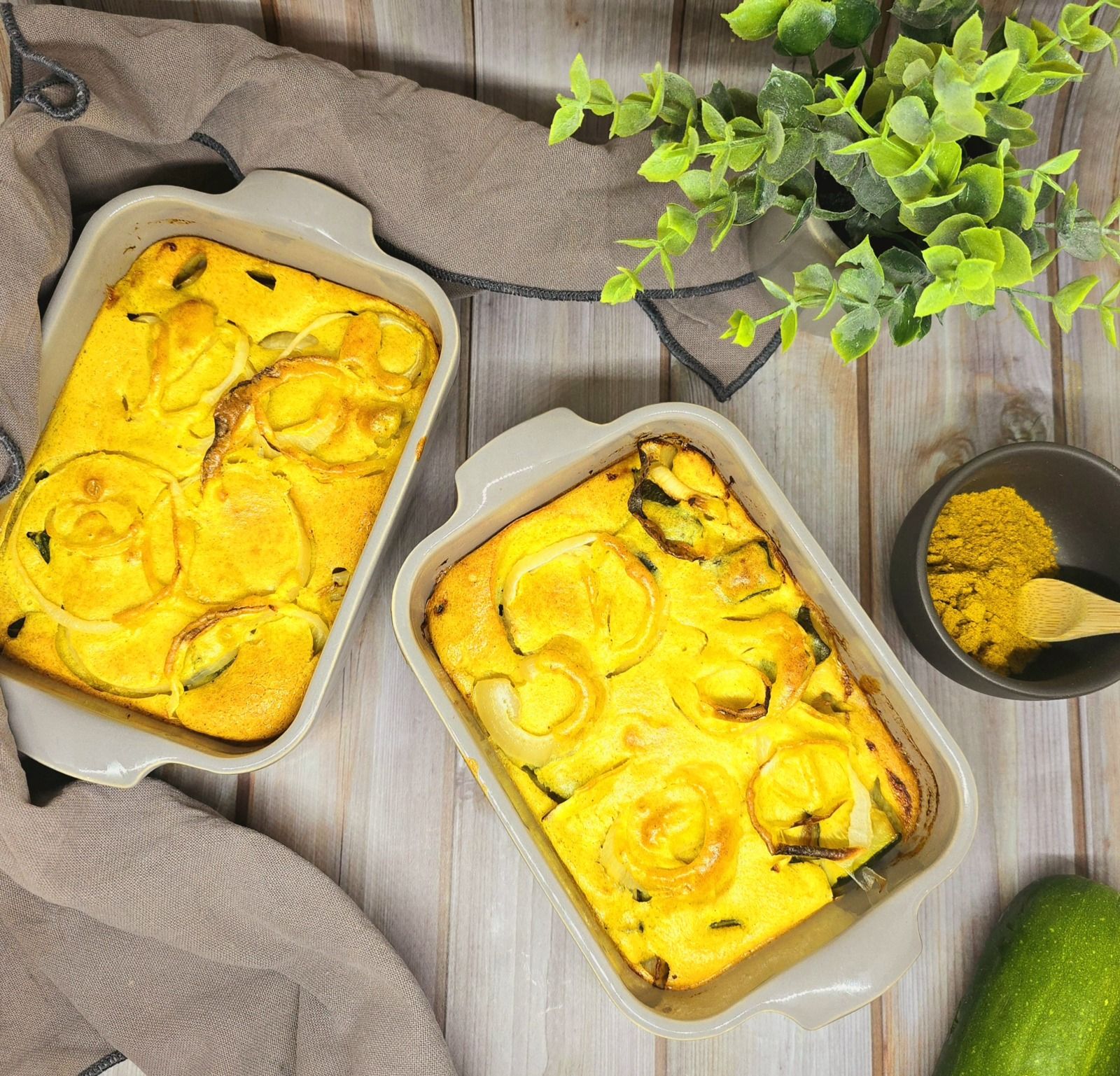 Clafoutis courgettes et oignons au curry
