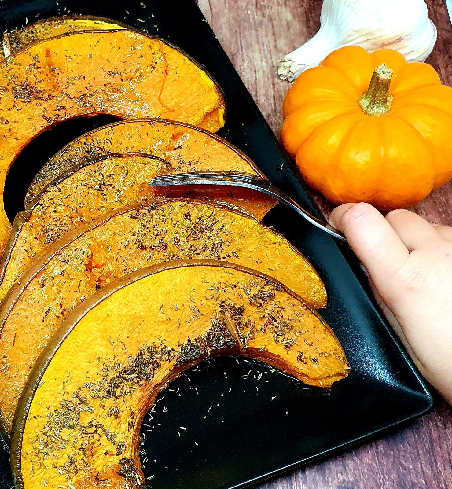 Potiron rôti au miel et au thym 