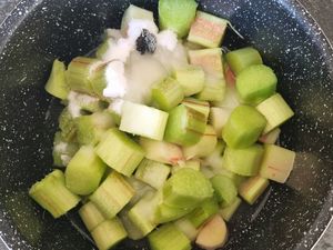 Tarte rhubarbe et crumble de pistache