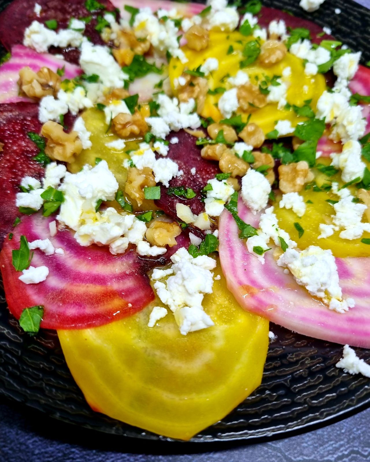 Carpaccio de betteraves à la fêta