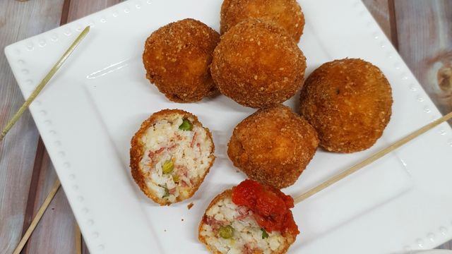 Arancinis petits pois bacon