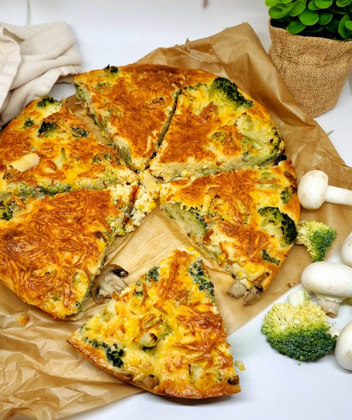 Quiche sans pâte brocoli et maïs