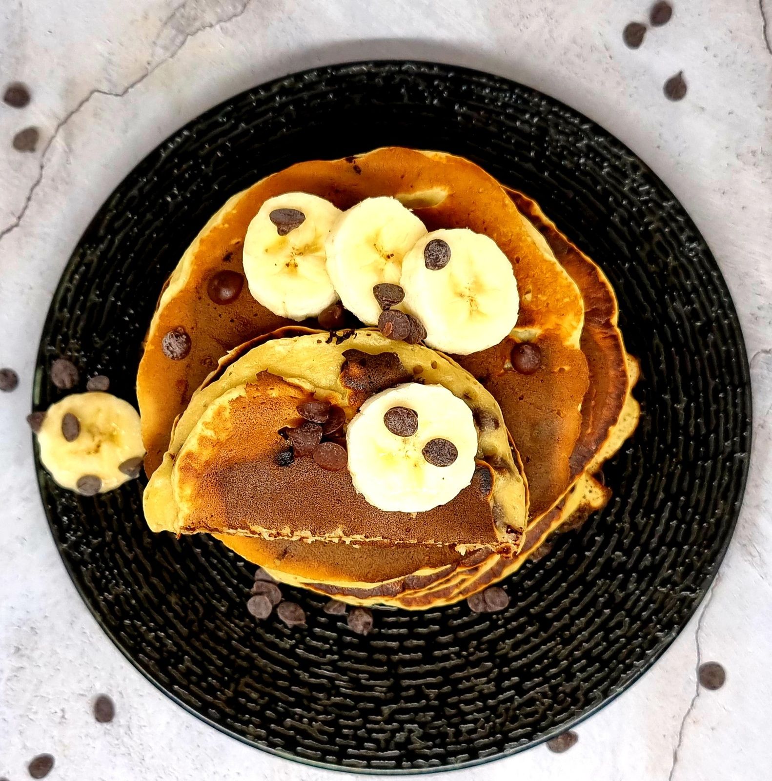 Pancakes healthy banane chocolat noir