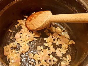 Gratin de pennes aux champignons, sauce potimarron