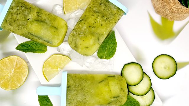 Popsicle concombre citron vert et menthe