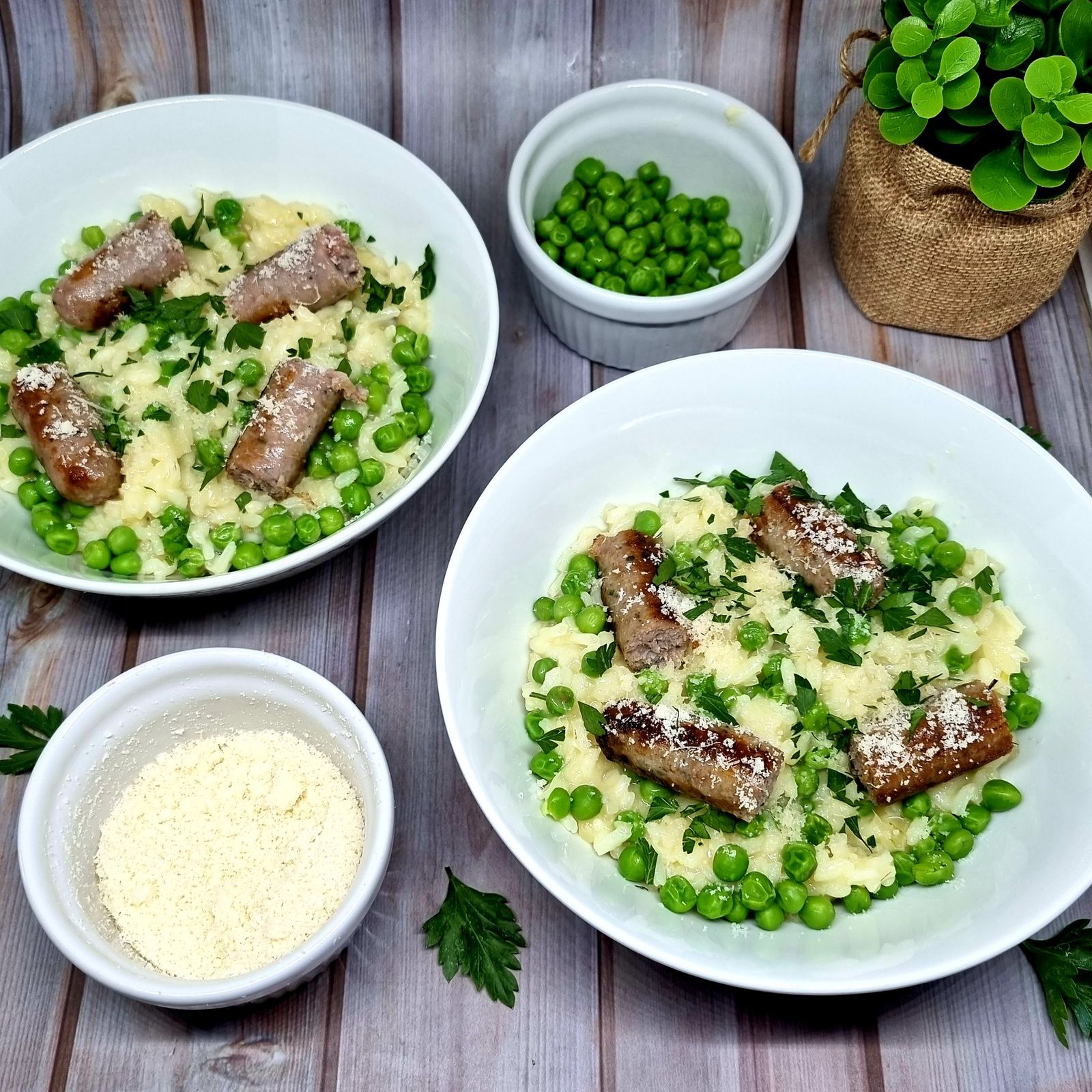 Risotto aux chipos et petits pois 