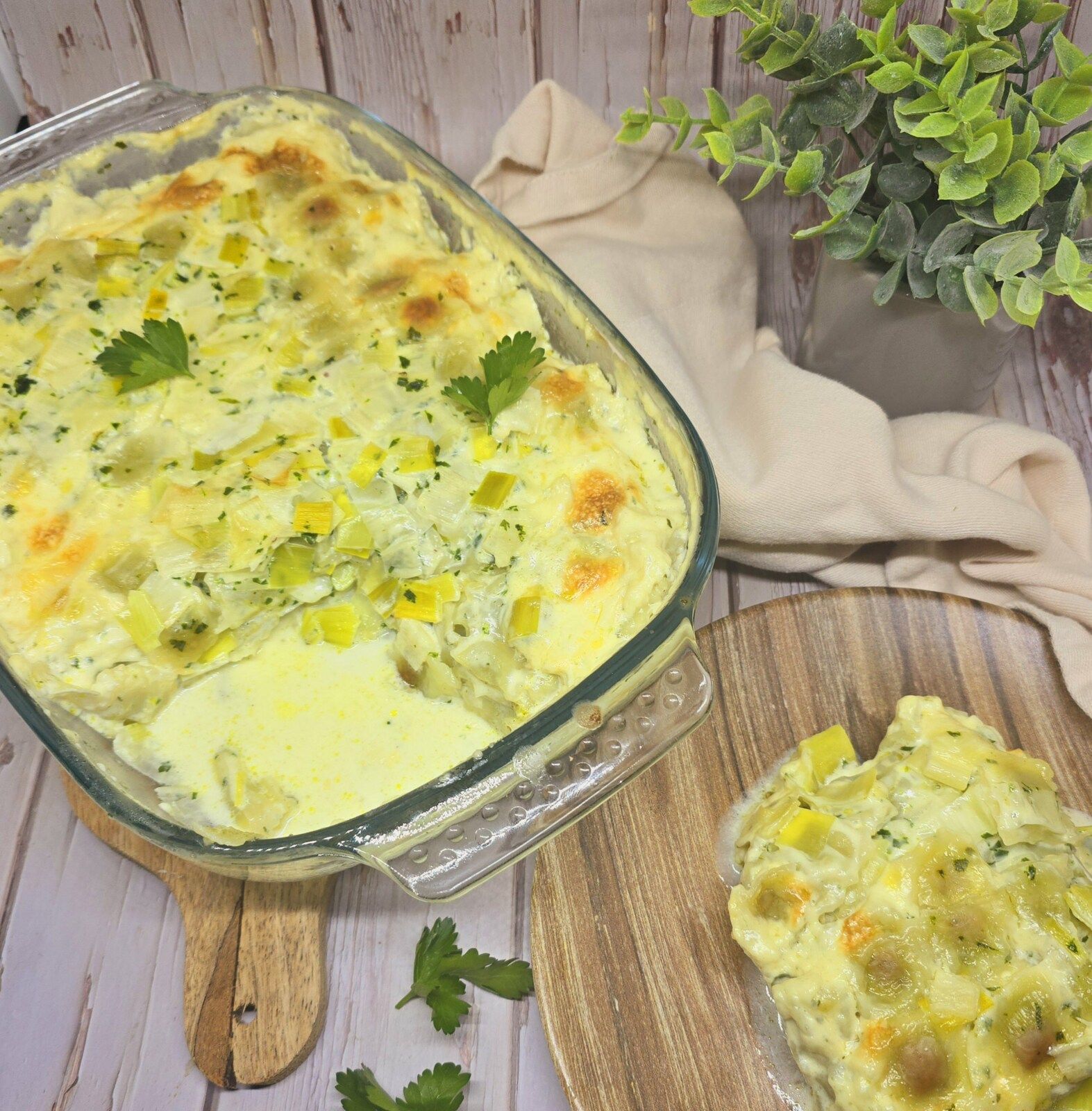 Gratin de poireaux et ravioles du Dauphiné