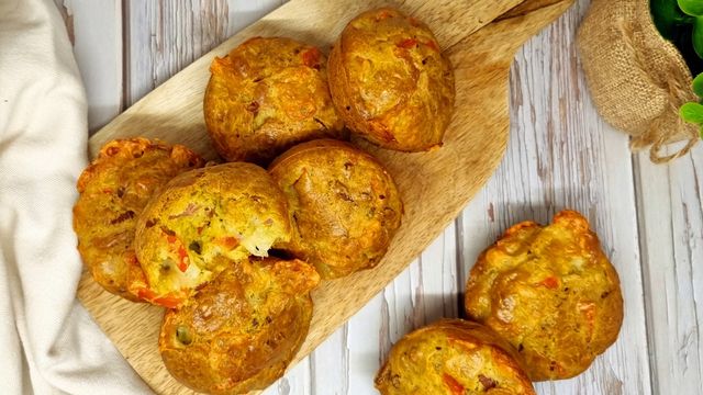 Mini-cakes bacon, poivron et mozzarella