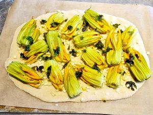 Pizza aux fleurs de courgette