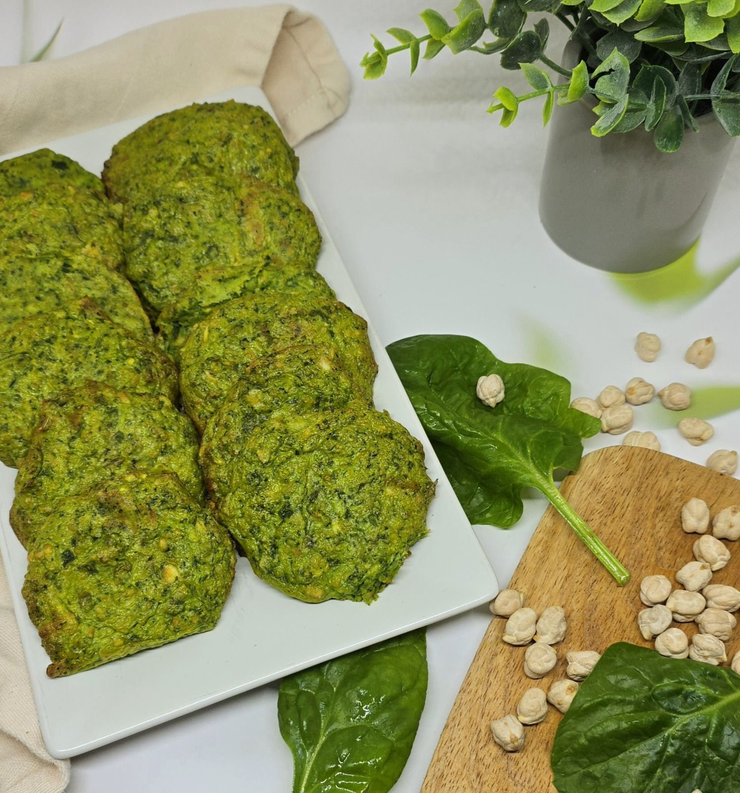 Galettes pois chiches, épinards et fêta