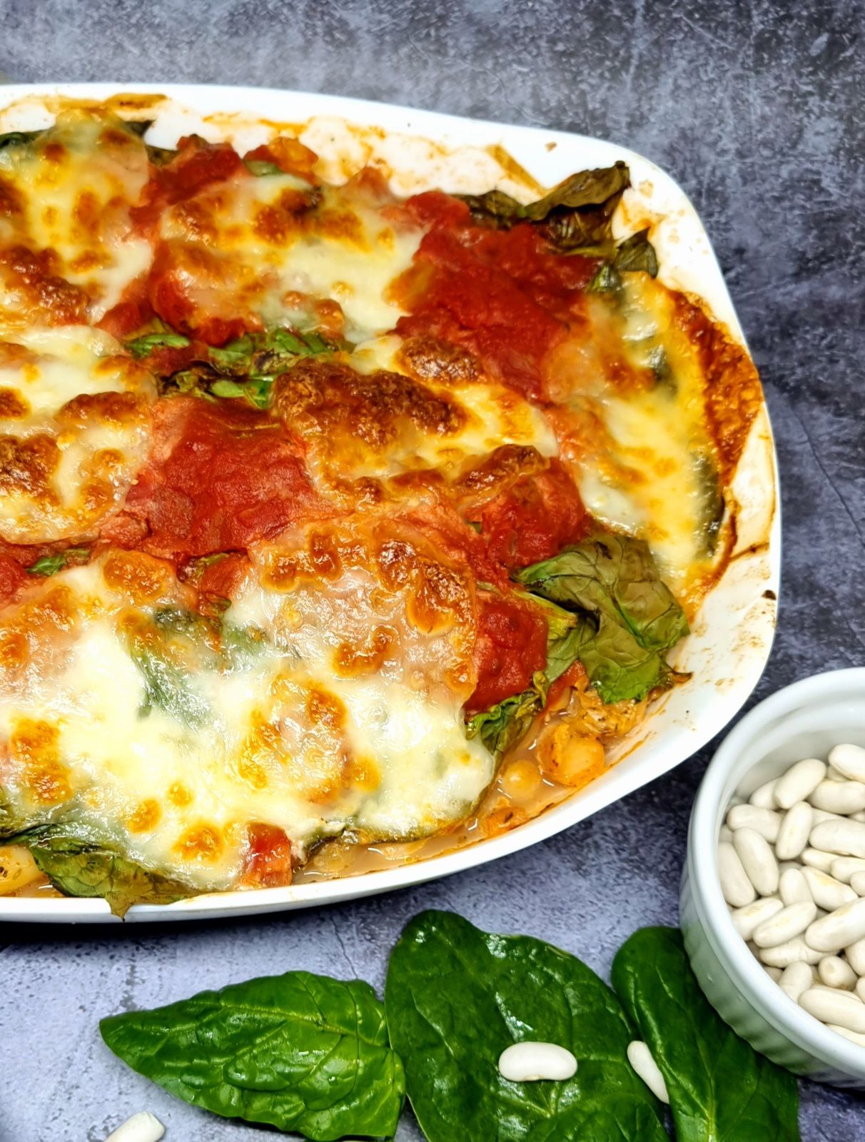 Gratin de haricots blancs et épinards