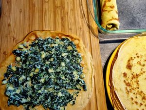 Crêpes aux épinards gratinées
