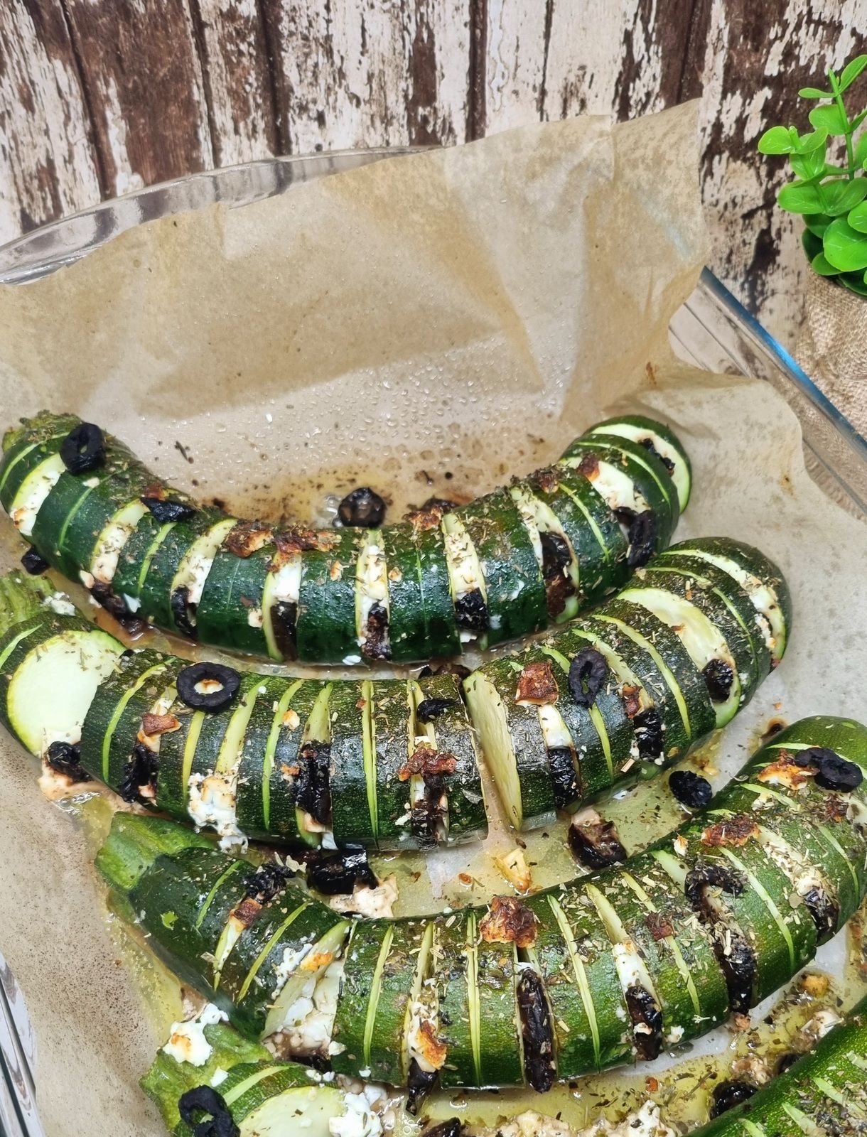 Courgettes hasselback feta et olives