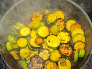 Courgettes sautées au balsamique et burrata