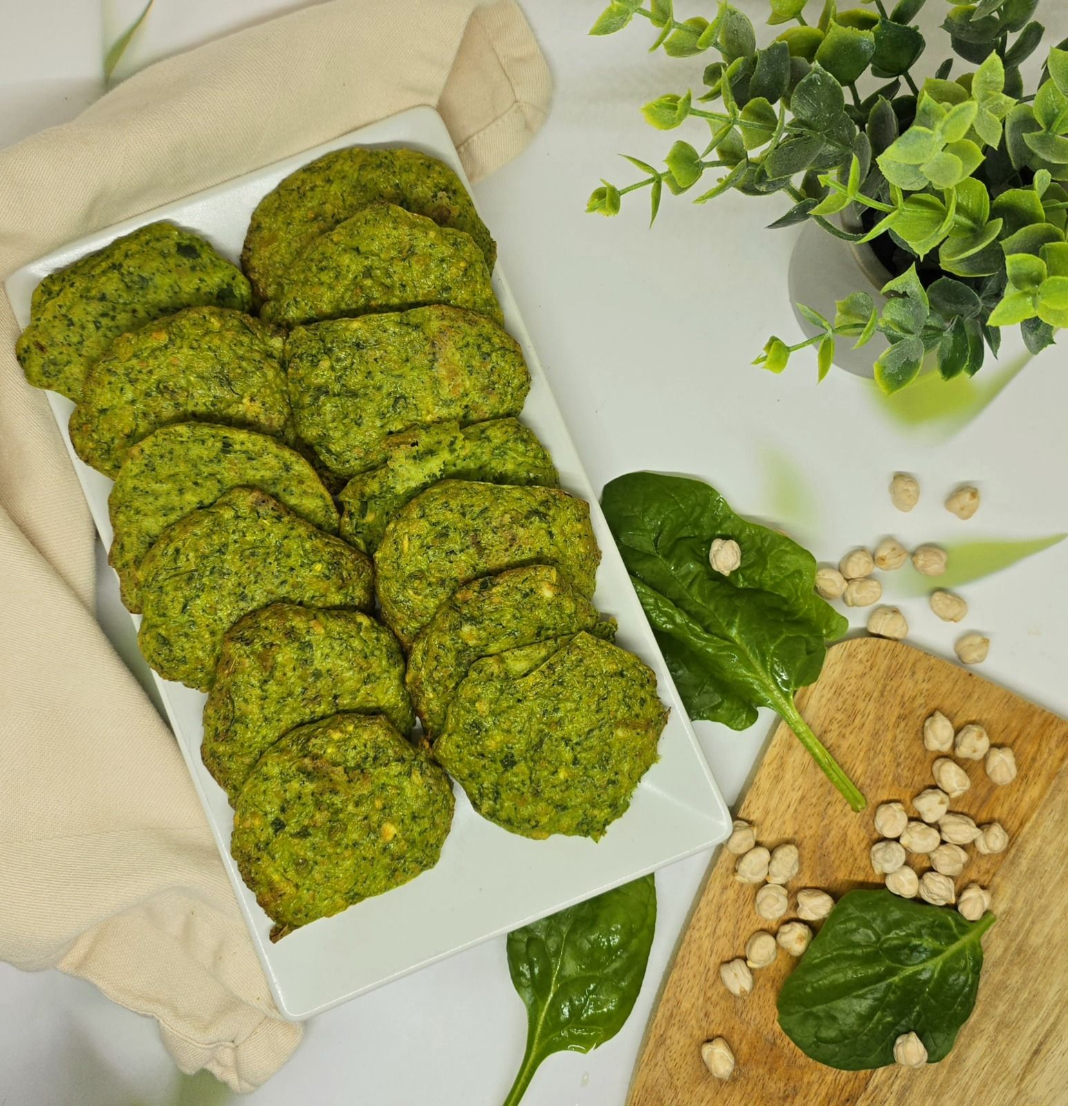 Galettes pois chiches, épinards et fêta